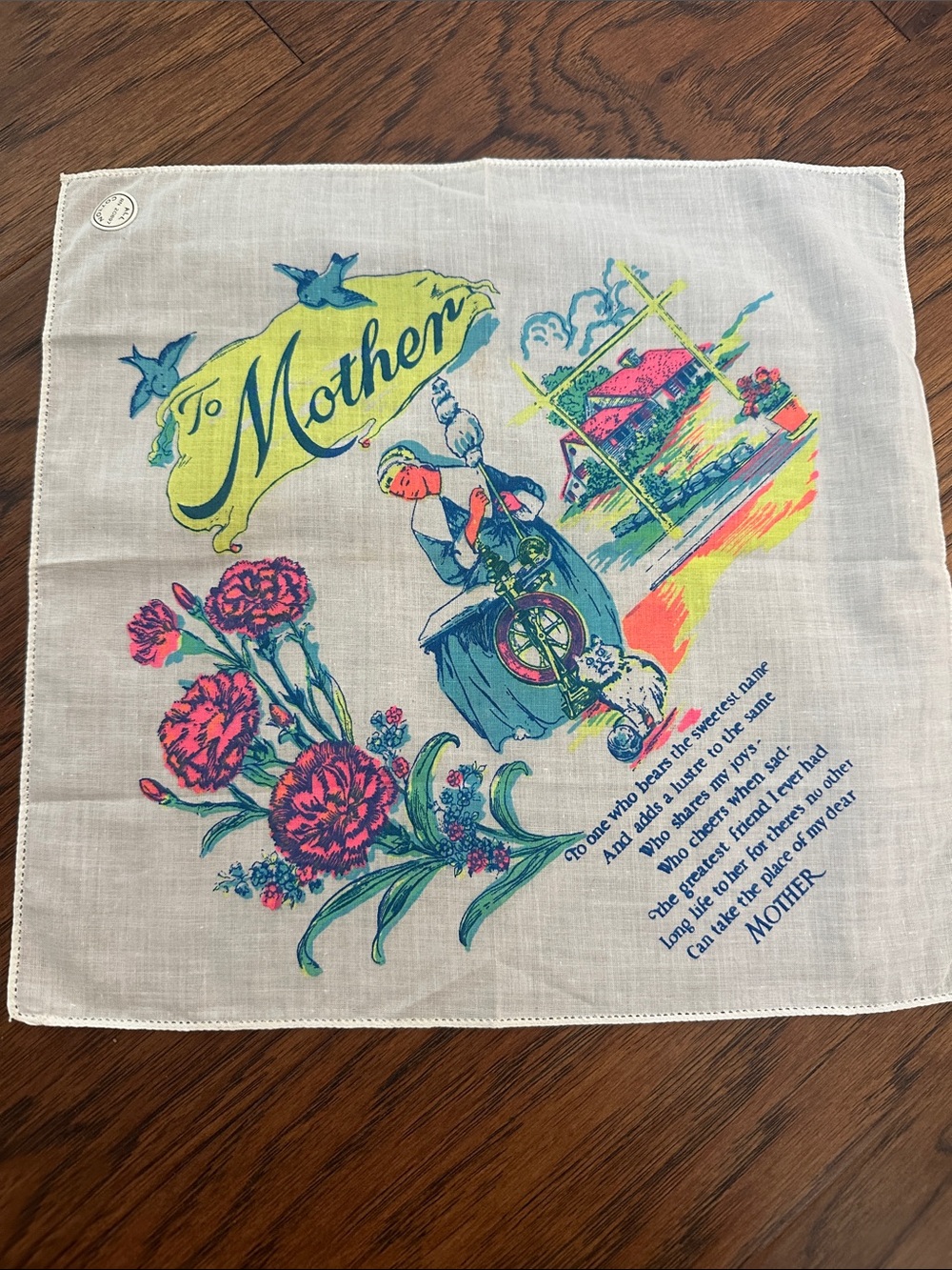 “To Mother” Floral Cotton handkerchief